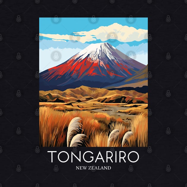 A Pop Art Travel Print of Tongariro National Park - New Zealand by Studio Red Koala